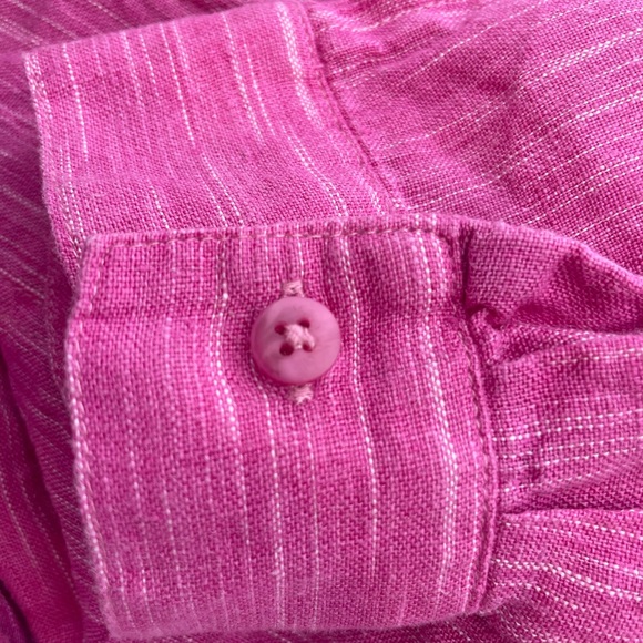 Coldwater Creek 100% Linen Shirt - Pink with thin white stripes - Size 1X - 18 - Picture 5 of 8